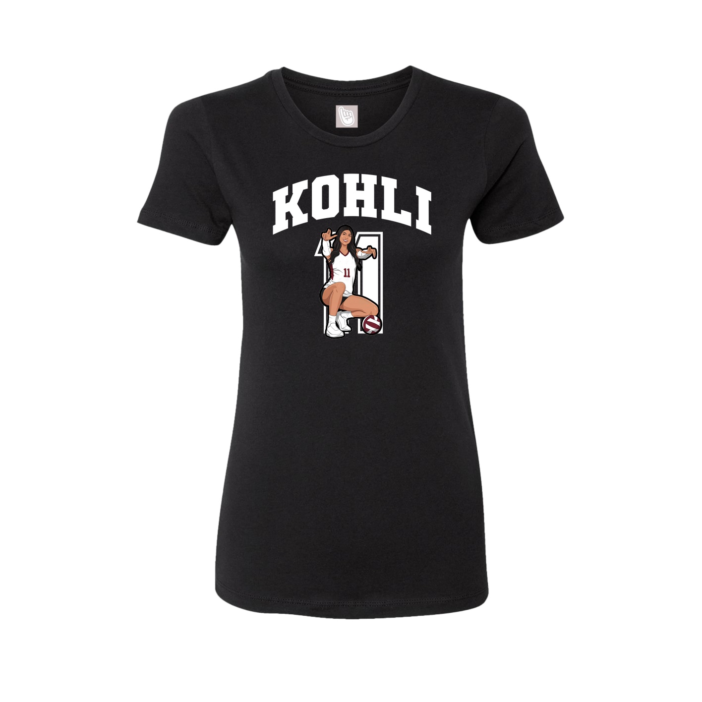 Fitted Women's Tee — Number in Black
