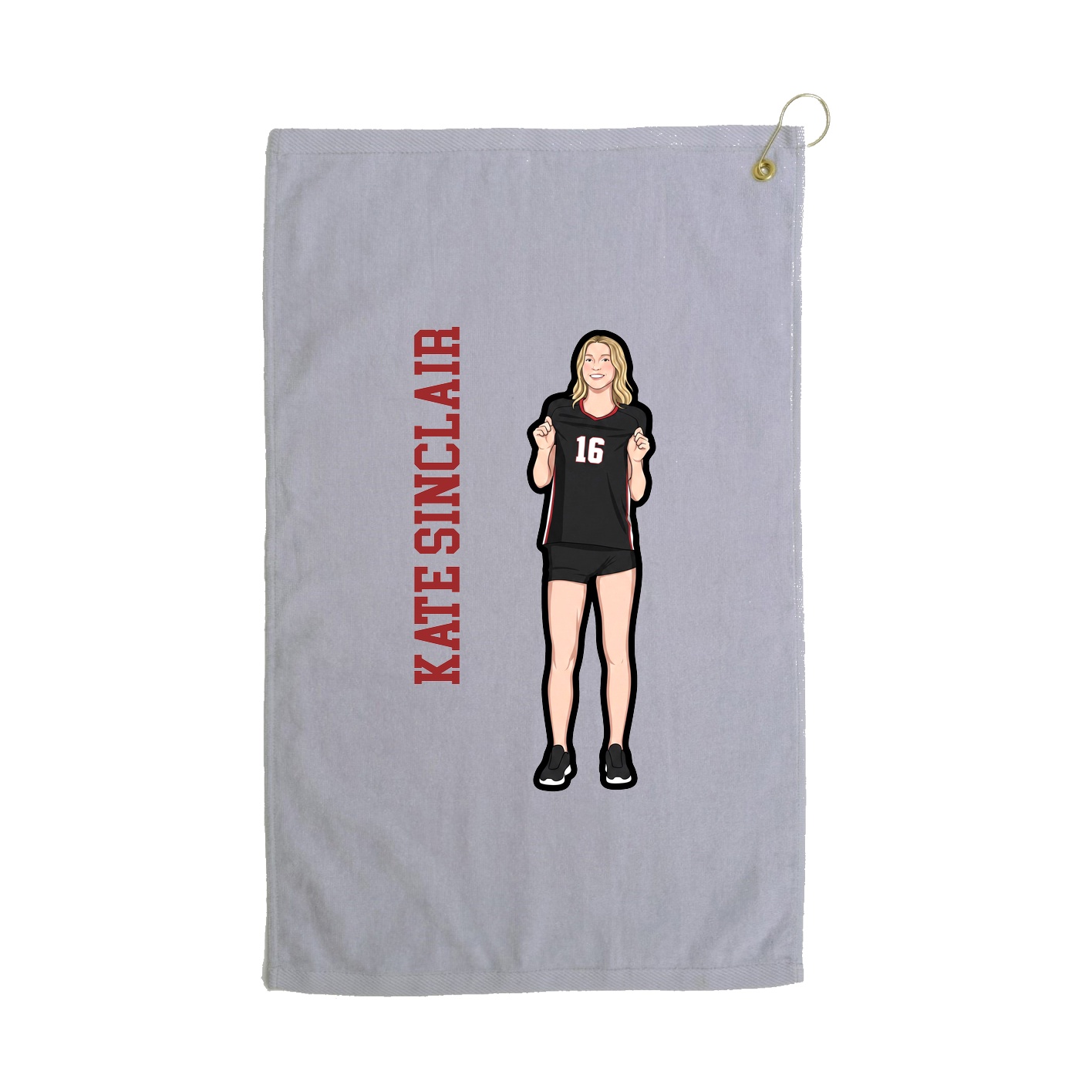 Golf Towel — Name Vertical in Grey