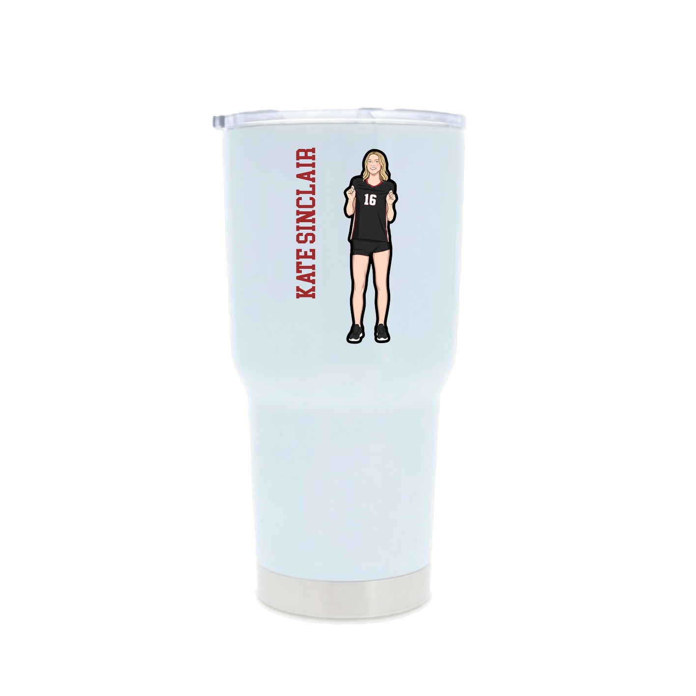 30oz Stainless Steel Tumbler — Name Vertical in White