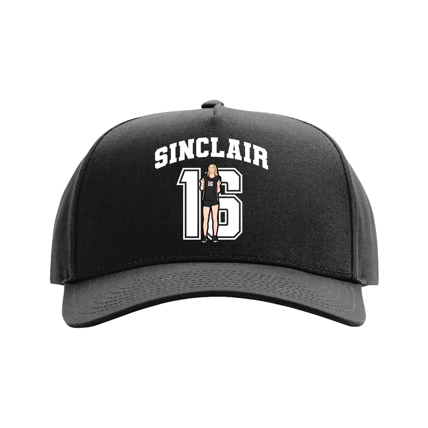 Full Fabric Five-Panel Champ Cap — Number in Black