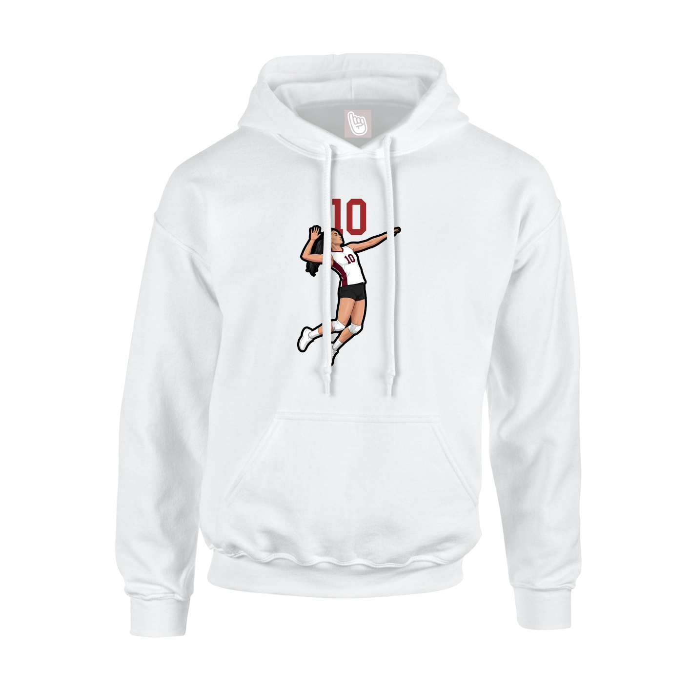 Youth Hoodie — Number Top in White