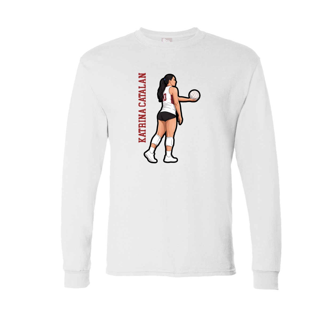 Long Sleeve Tee — Name Vertical in White