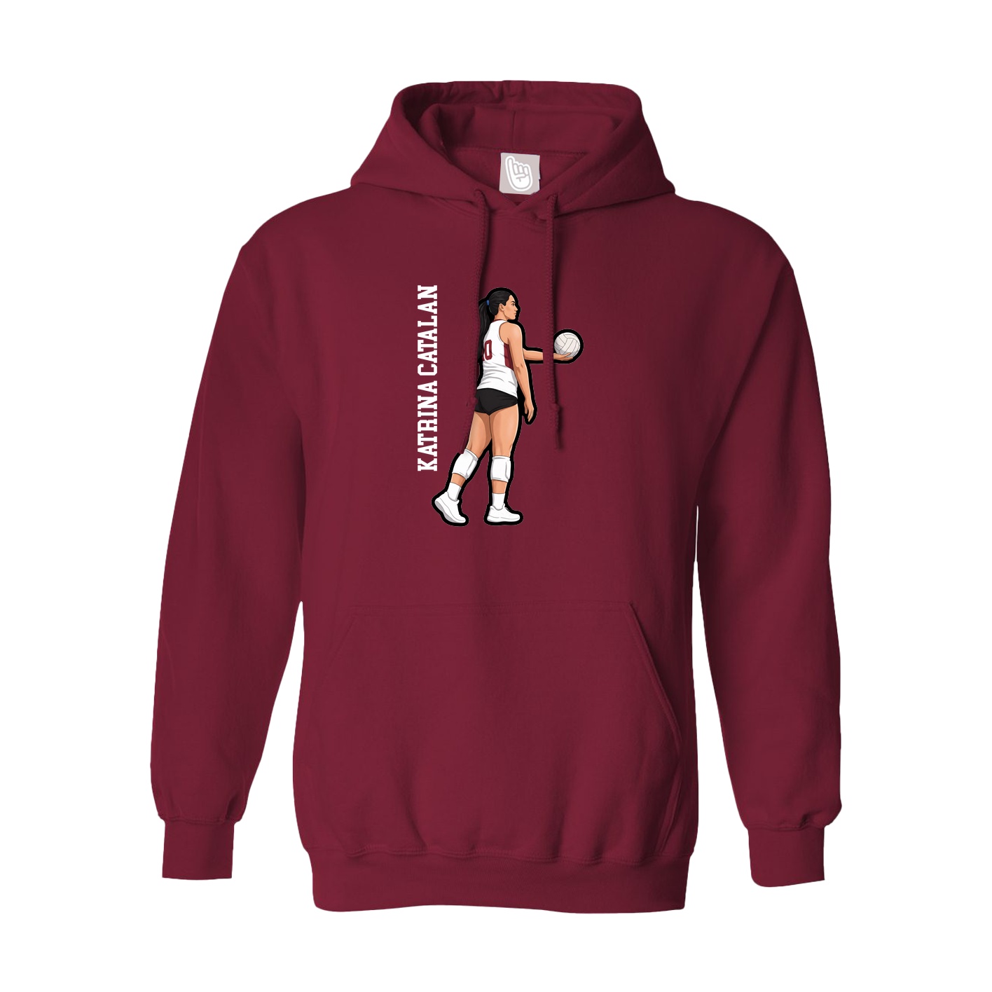 Hoodie — Name Vertical in Cardinal