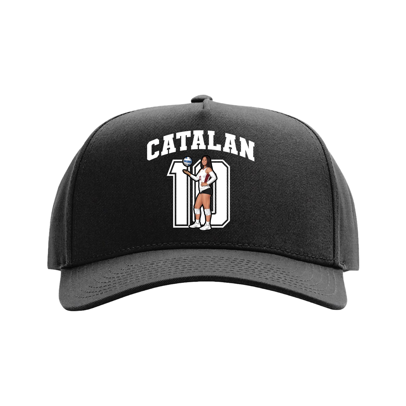 Full Fabric Five-Panel Champ Cap — Number in Black