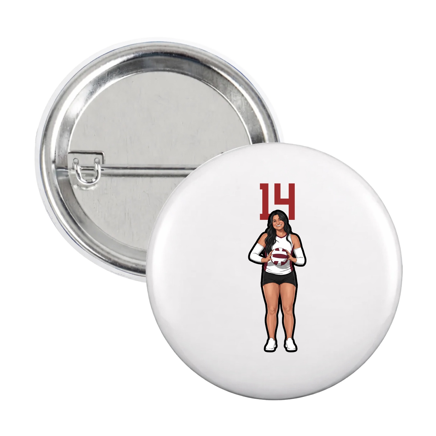Game Day Button — Number Top in White