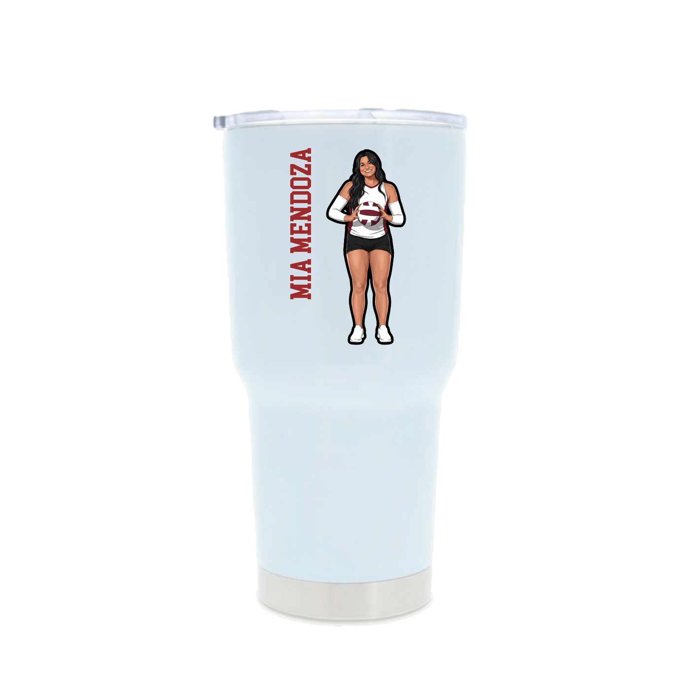 30oz Stainless Steel Tumbler — Name Vertical in White