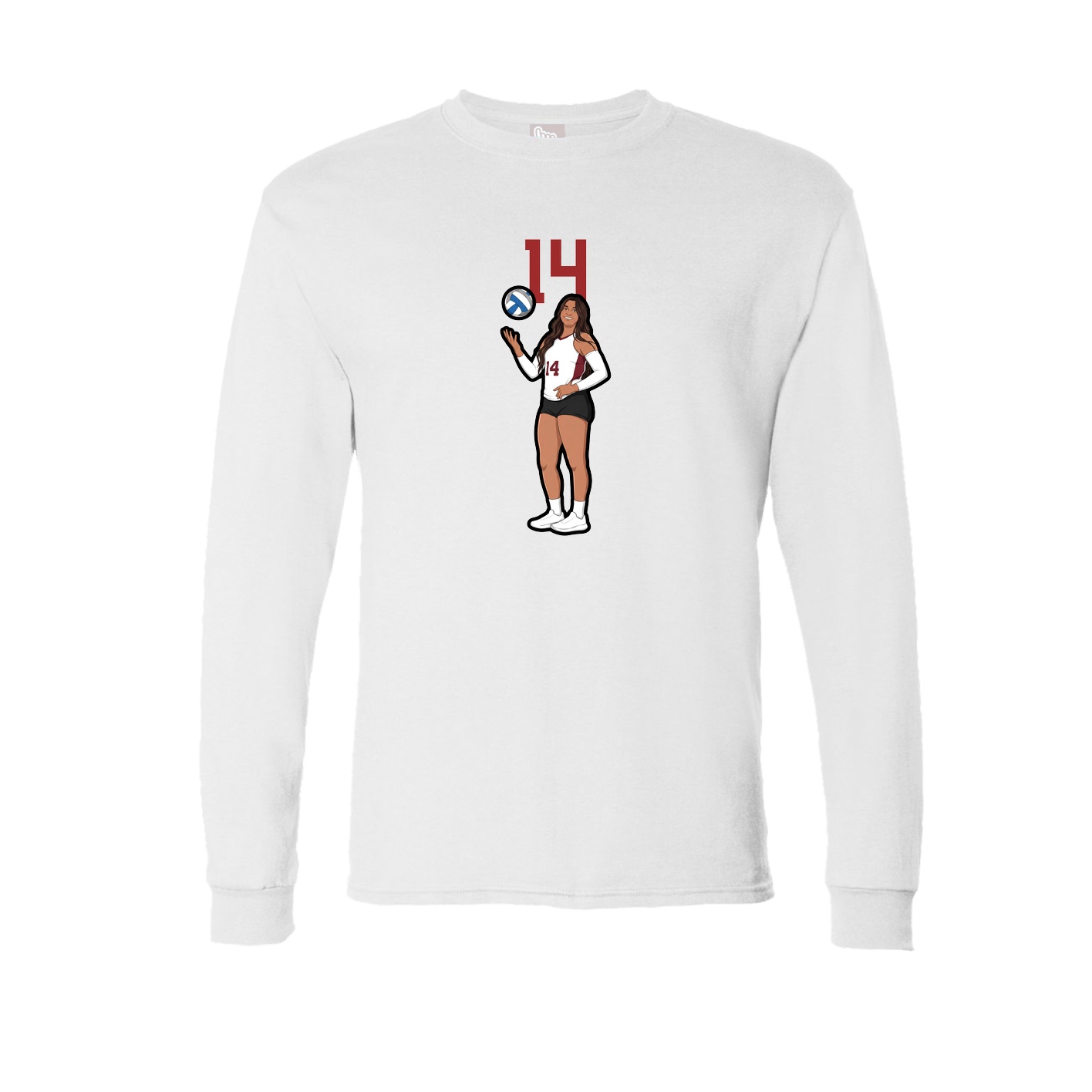 Long Sleeve Tee — Number Top in White