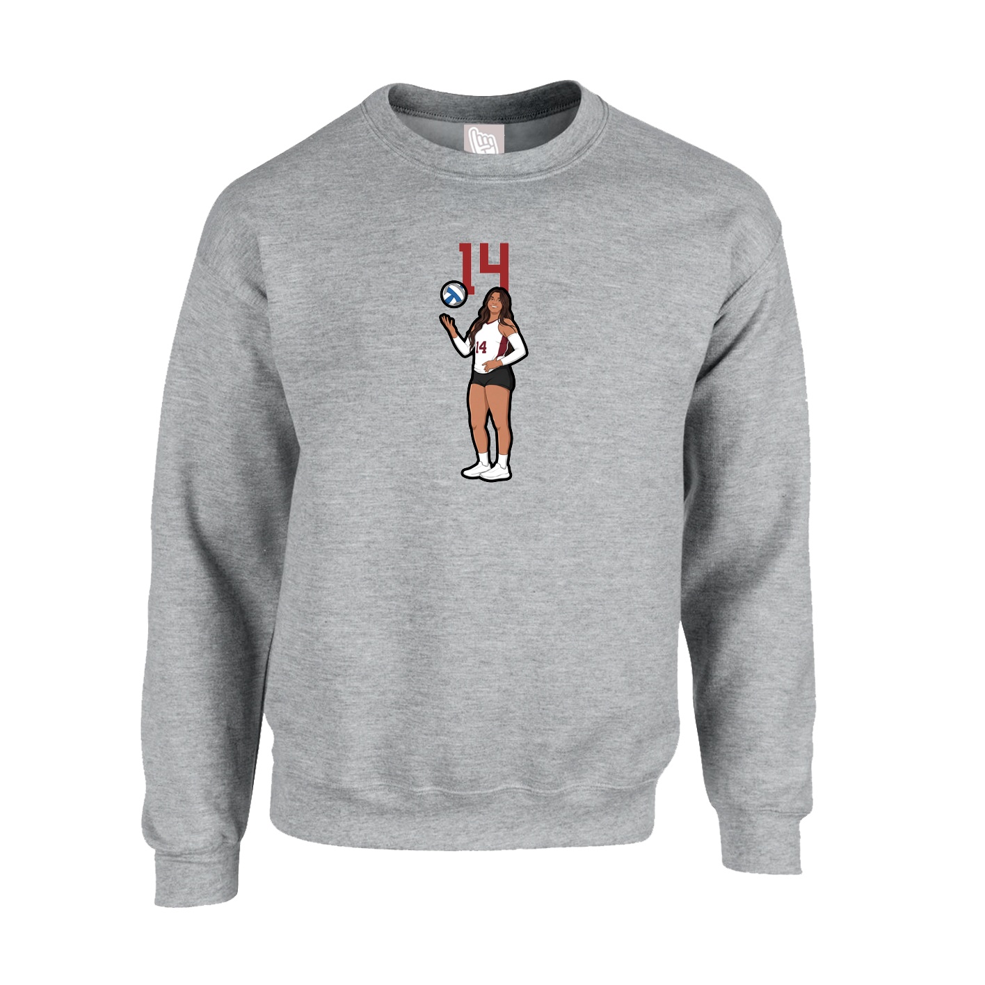Fleece Crew — Number Top in Grey