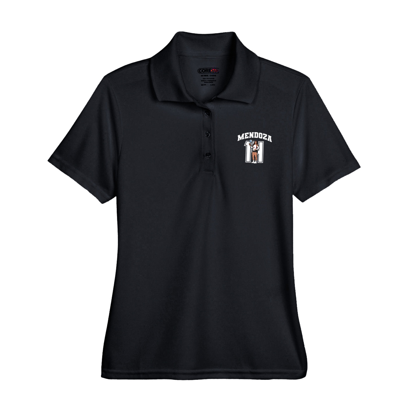 Womens Performance Polo — Number in Black