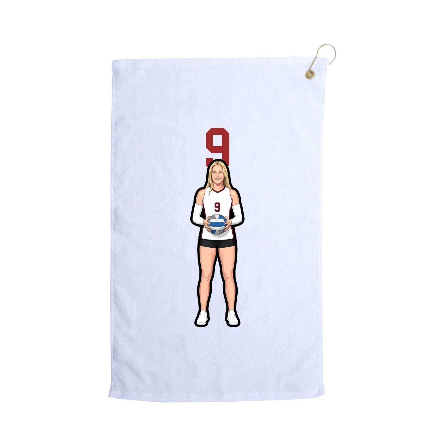 Golf Towel — Number Top in White