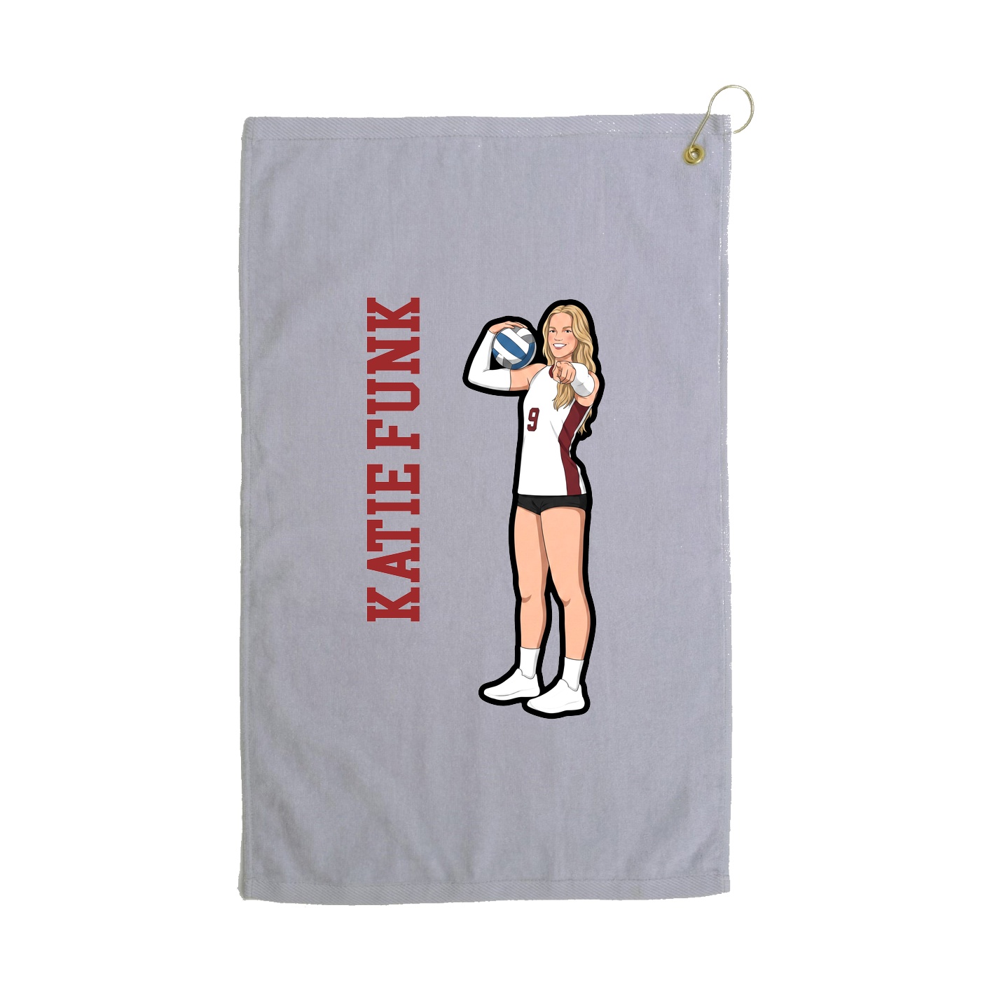 Golf Towel — Name Vertical in Grey