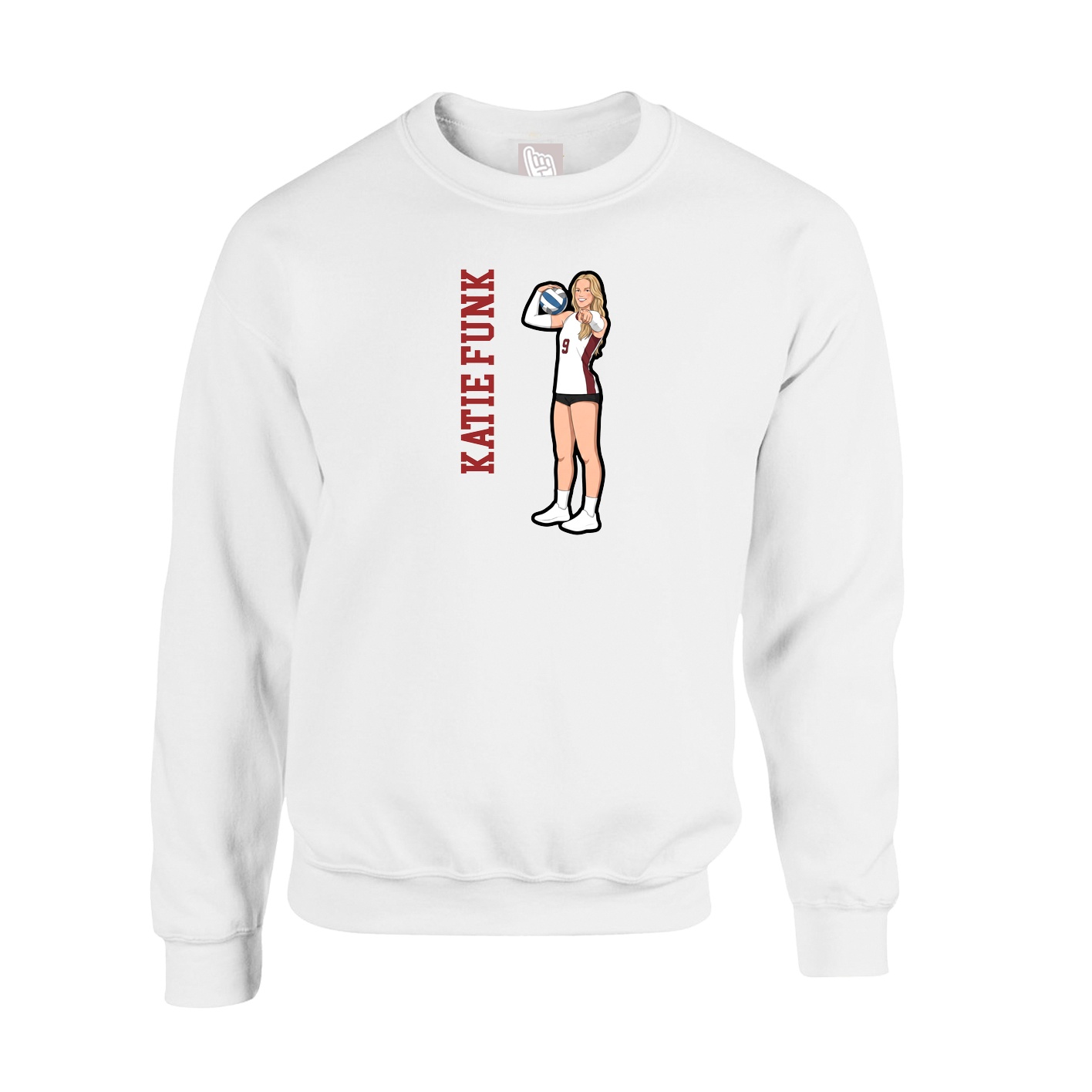 Fleece Crew — Name Vertical in White