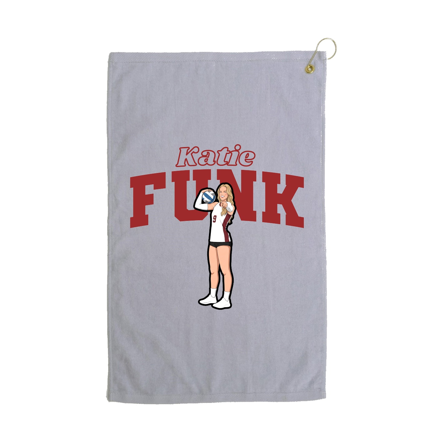 Golf Towel — Name Arch in Grey