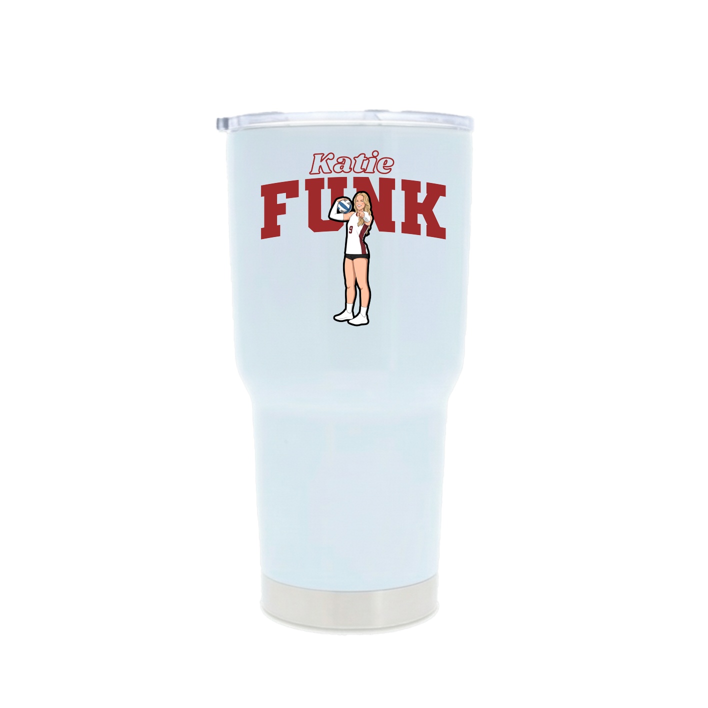 30oz Stainless Steel Tumbler — Name Arch in White