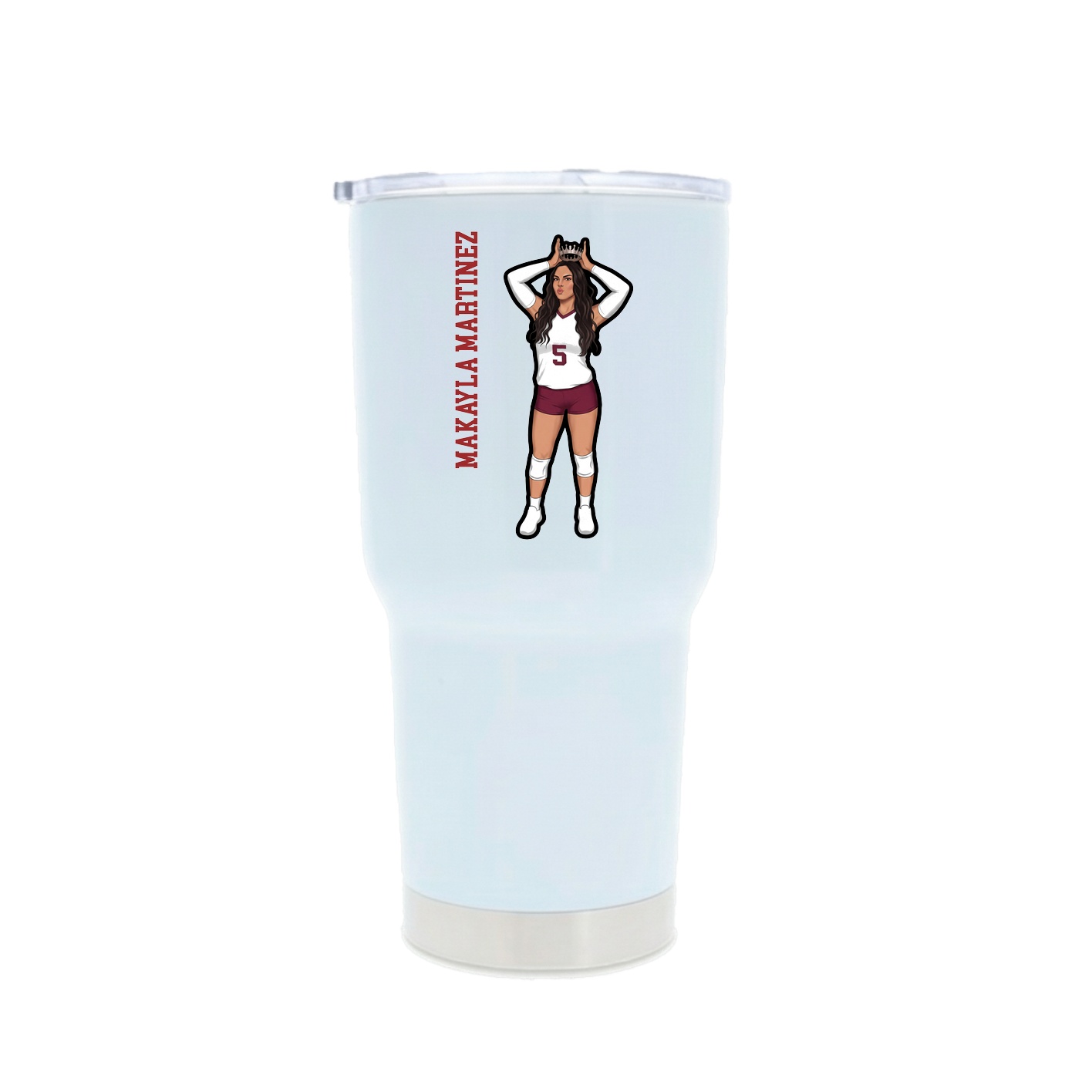 30oz Stainless Steel Tumbler — Name Vertical in White