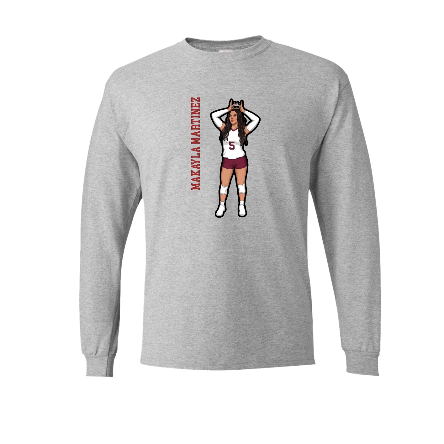 Long Sleeve Tee — Name Vertical in Grey