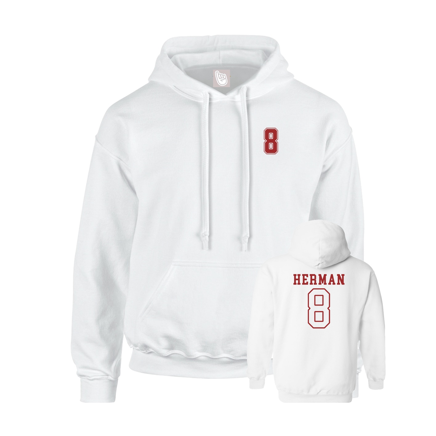 Youth Hoodie — Chest Back in White