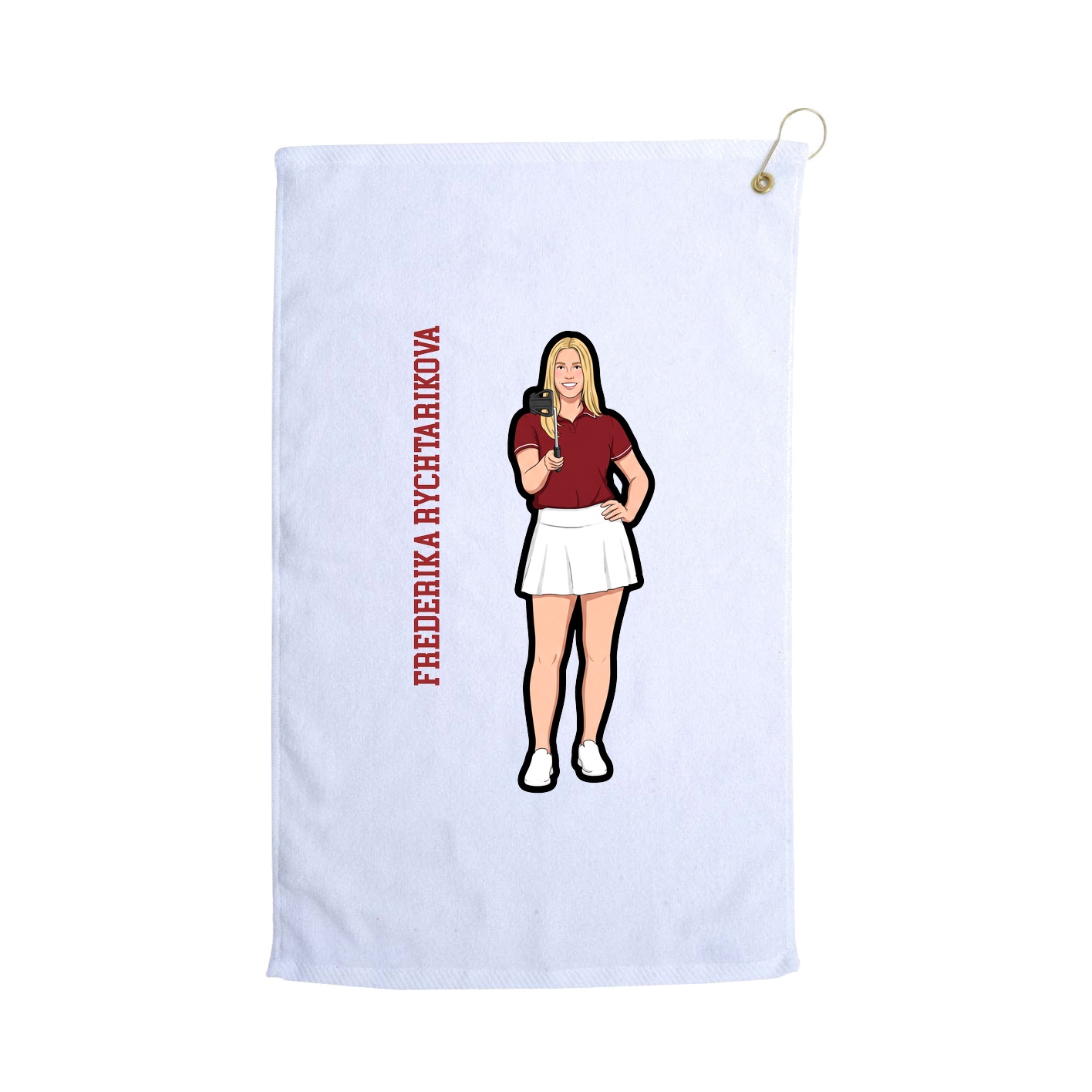 Golf Towel — Name Vertical in White