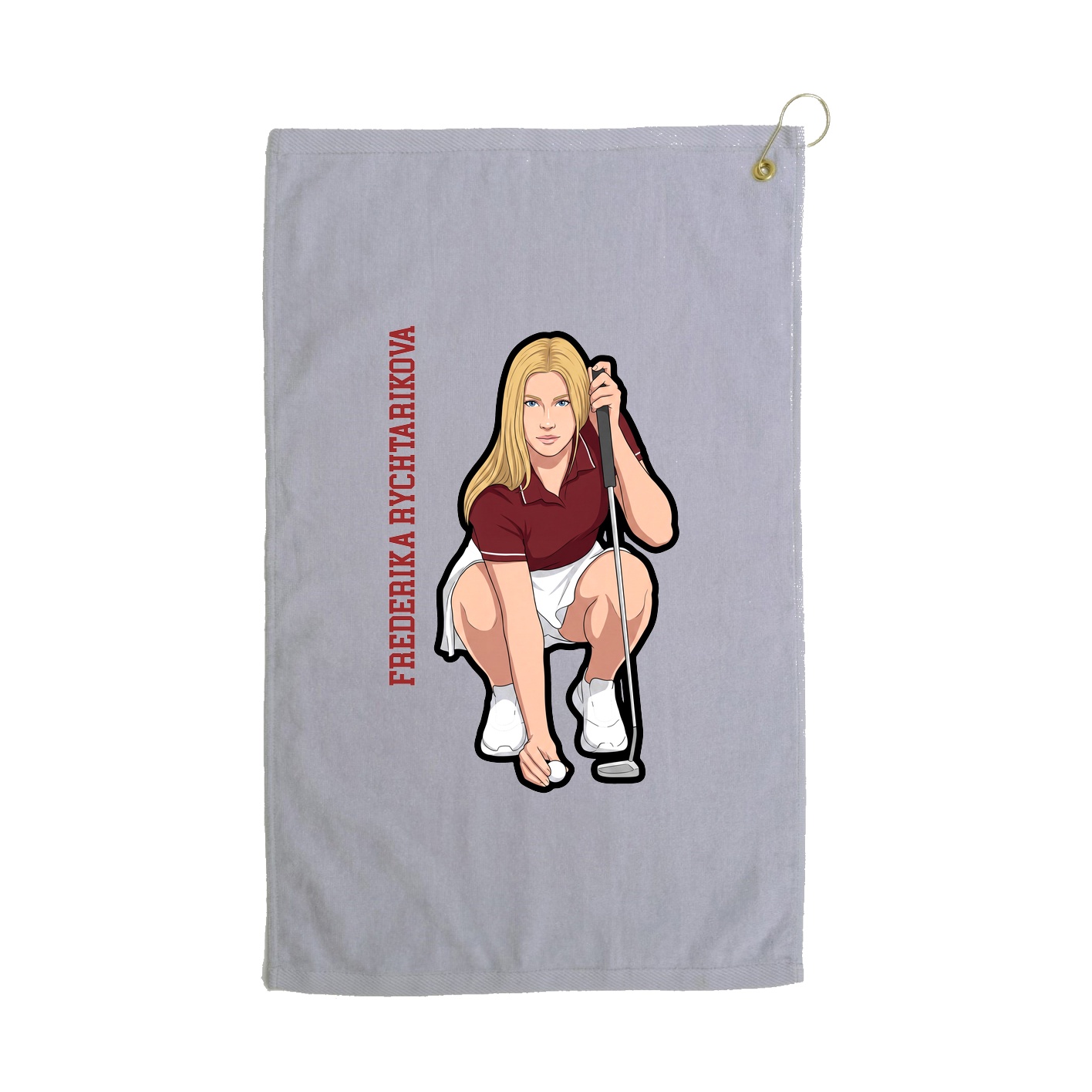Golf Towel — Name Vertical in Grey