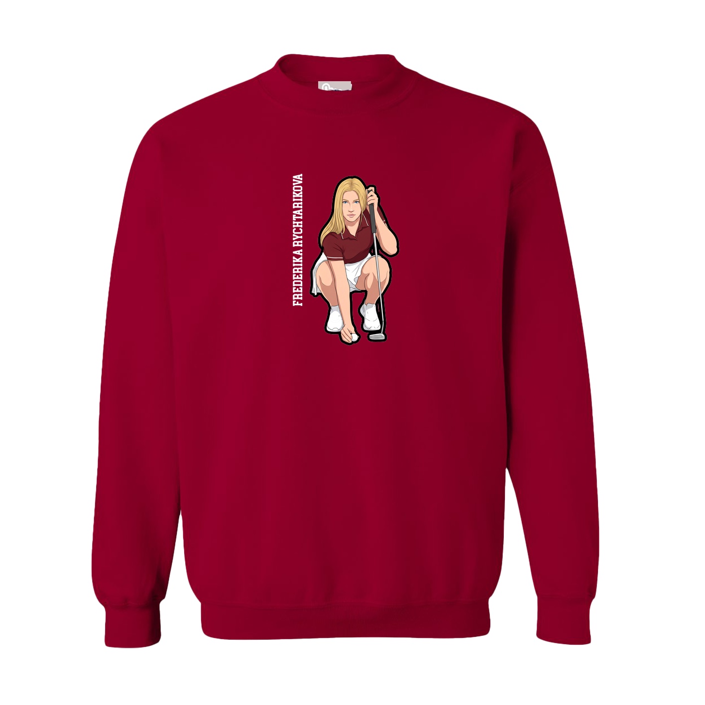 Fleece Crew — Name Vertical in Cardinal