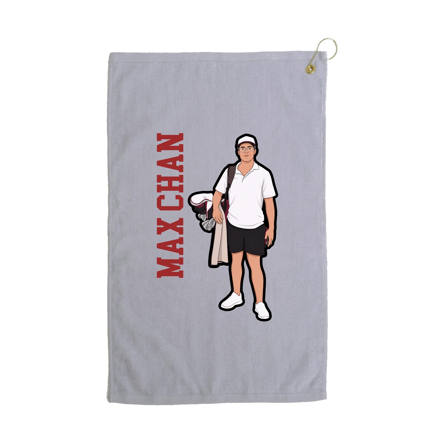 Golf Towel — Name Vertical in Grey