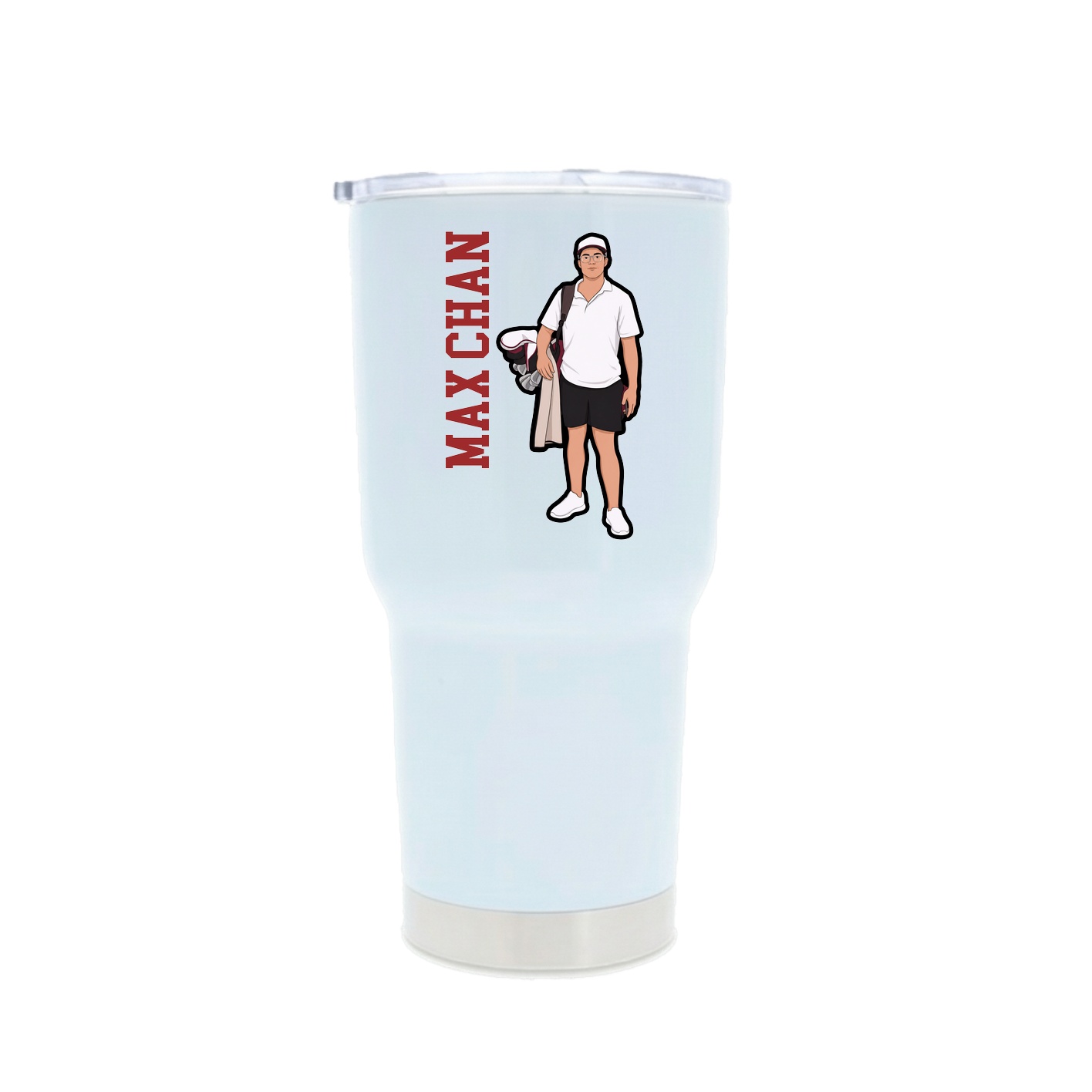 30oz Stainless Steel Tumbler — Name Vertical in White