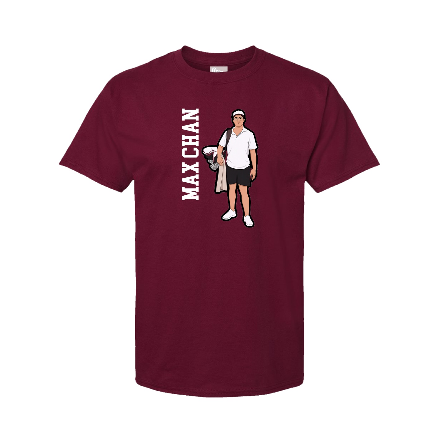 Youth Tee — Name Vertical in Cardinal
