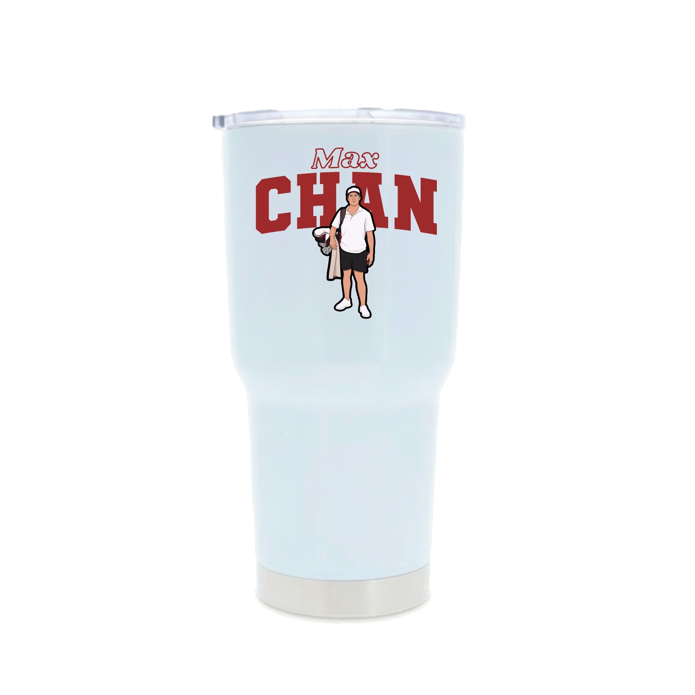 30oz Stainless Steel Tumbler — Name Arch in White