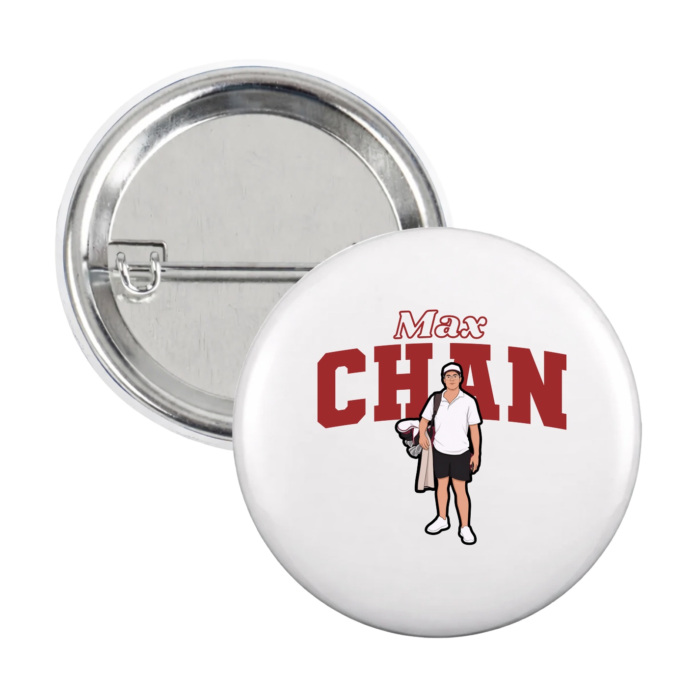 Game Day Button — Name Arch in White