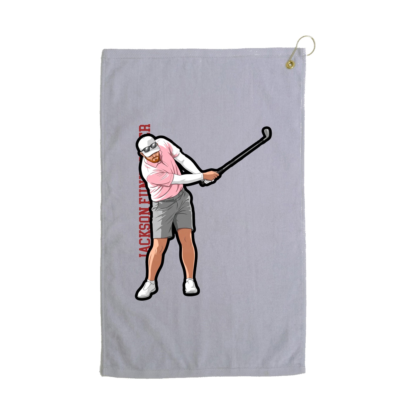 Golf Towel — Name Vertical in Grey