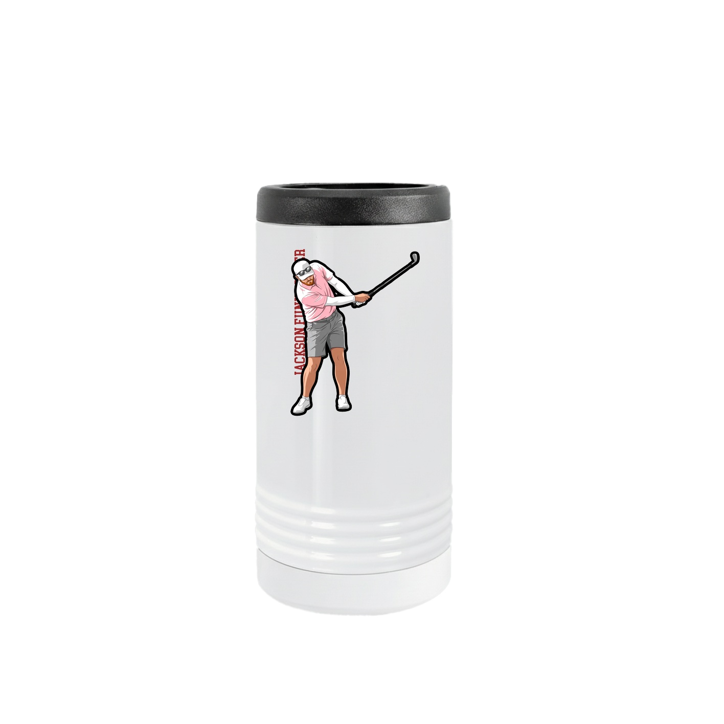Slim Beverage Holder — Name Vertical in White