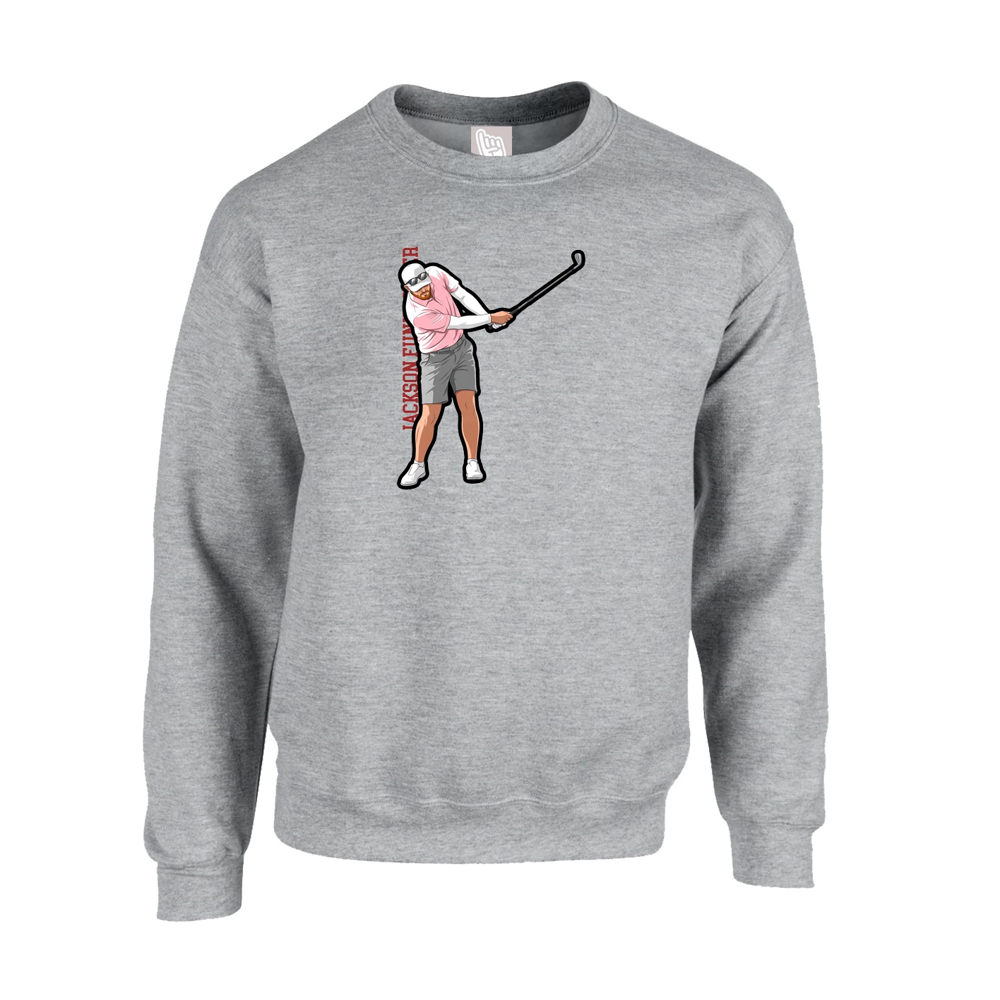 Fleece Crew — Name Vertical in Grey