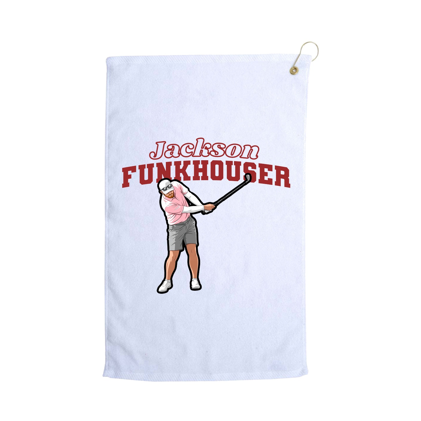 Golf Towel — Name Arch in White