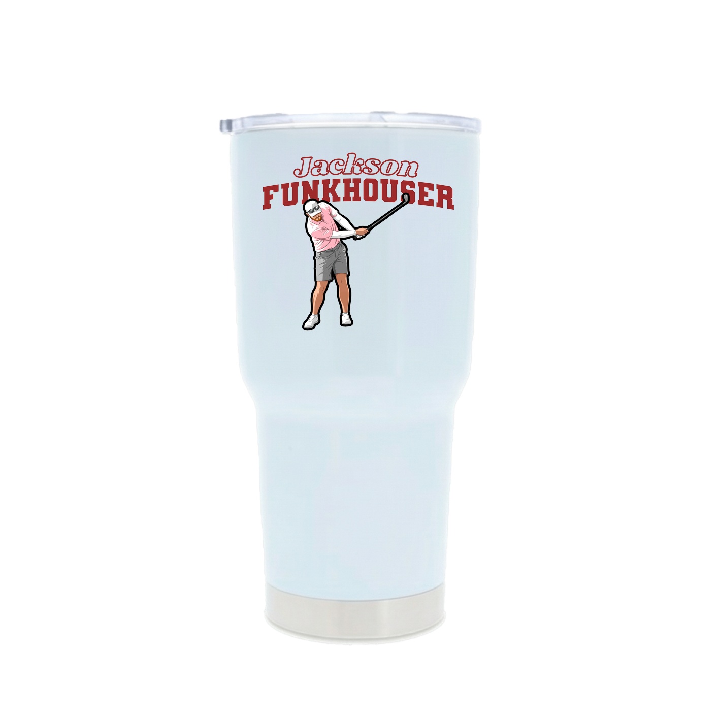 30oz Stainless Steel Tumbler — Name Arch in White