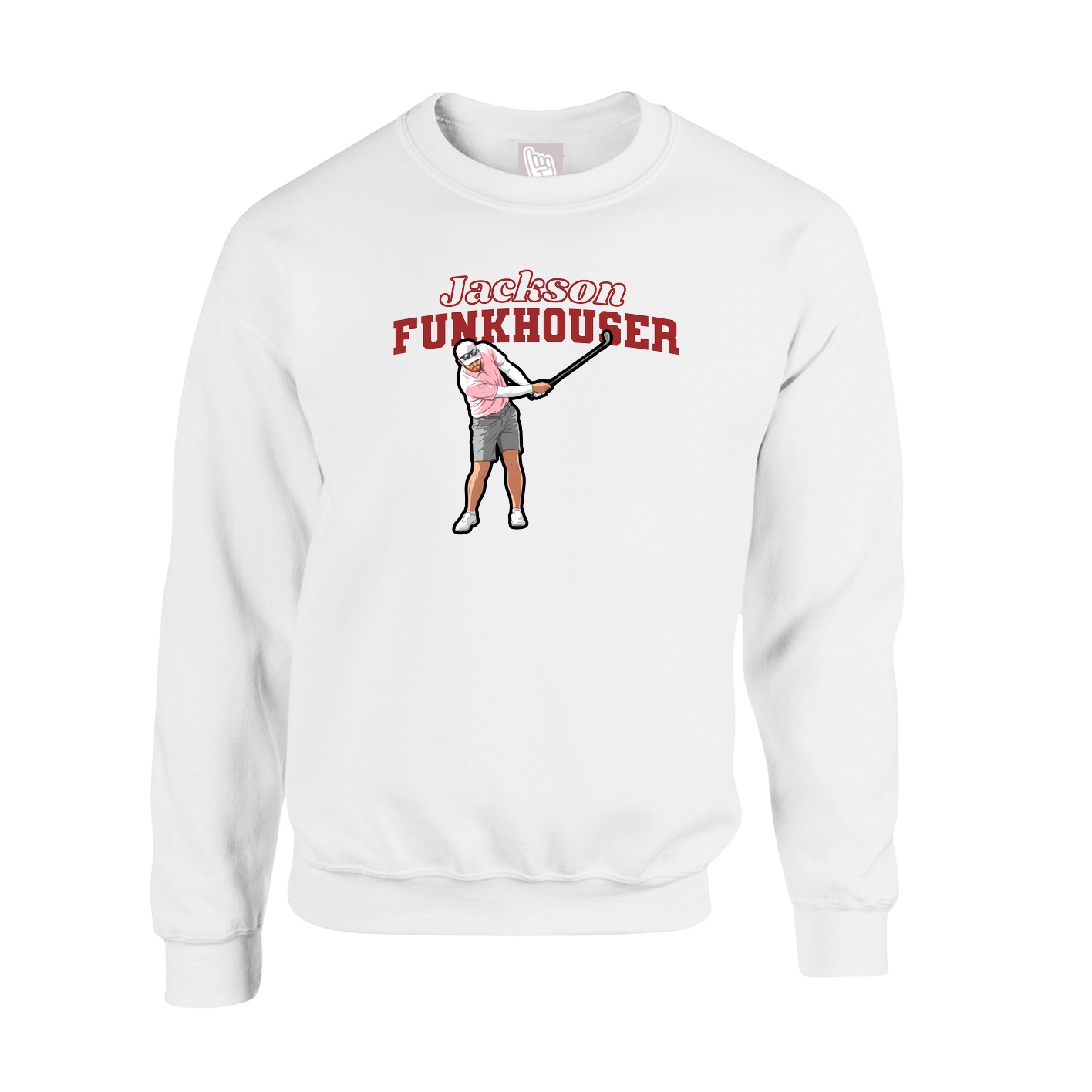 Fleece Crew — Name Arch in White
