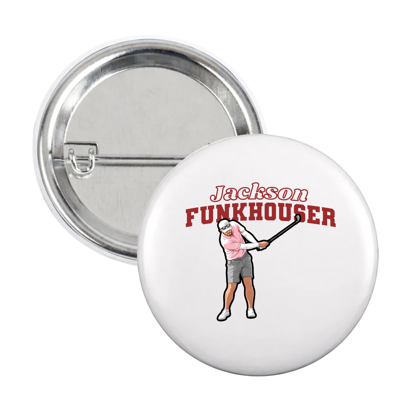 Game Day Button — Name Arch in White