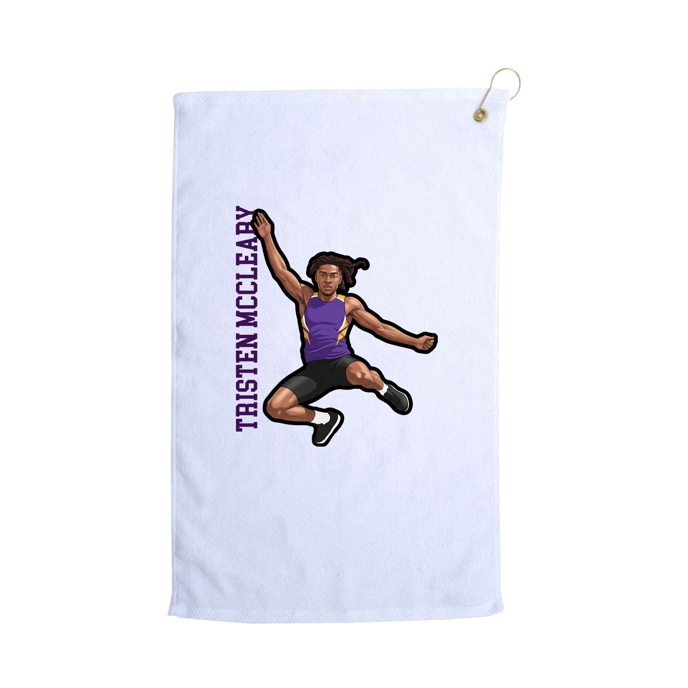 Golf Towel — Name Vertical in White