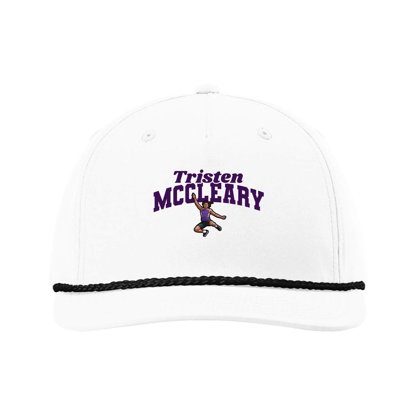 Five-Panel Classic Rope Cap — Signature Arch in White