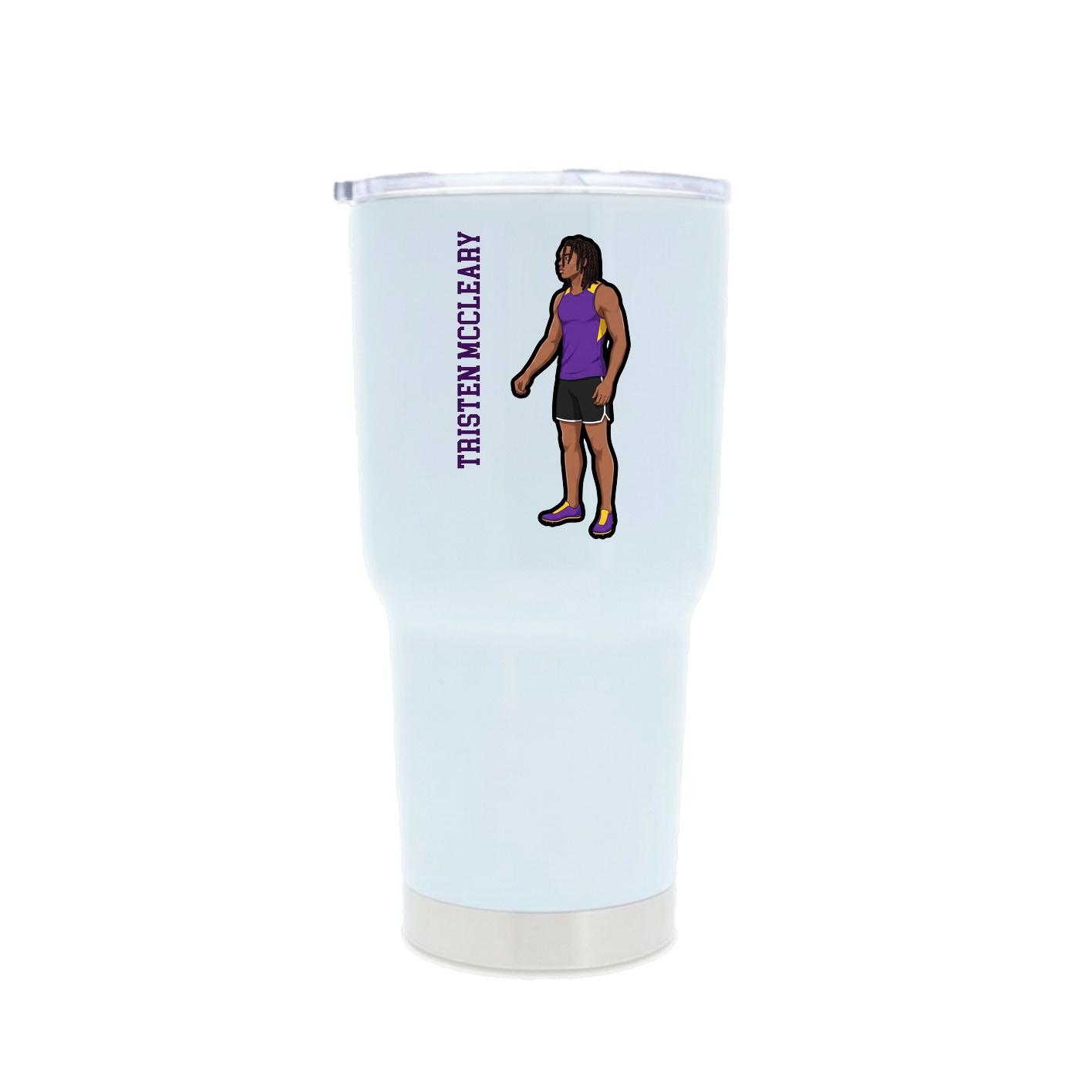 30oz Stainless Steel Tumbler — Name Vertical in White