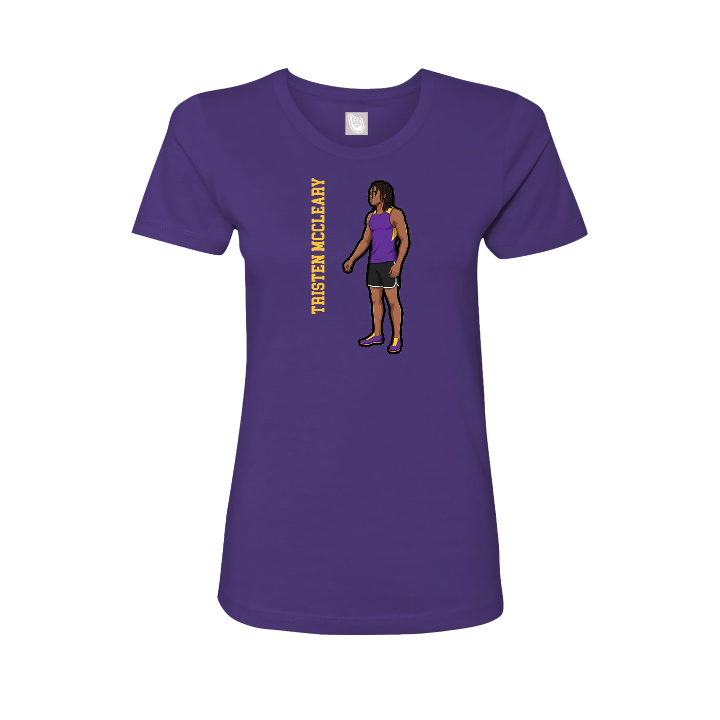 Fitted Women's Tee — Name Vertical in Purple