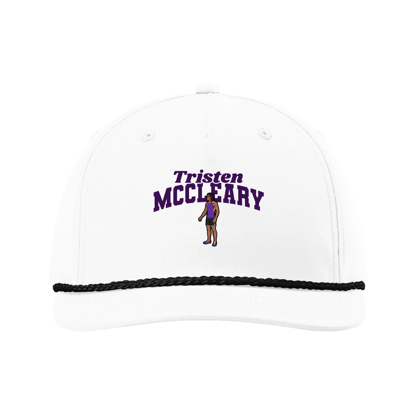 Five-Panel Classic Rope Cap — Signature Arch in White