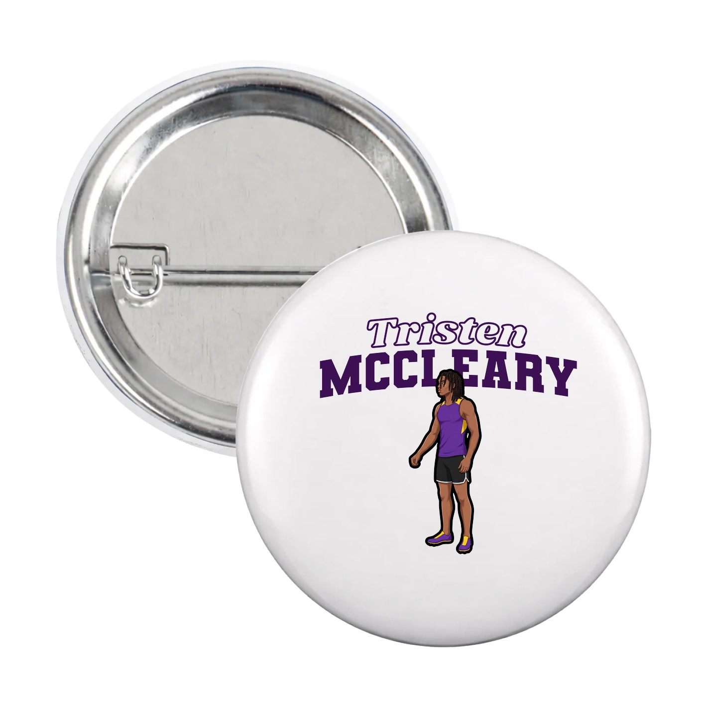 Game Day Button — Name Arch in White