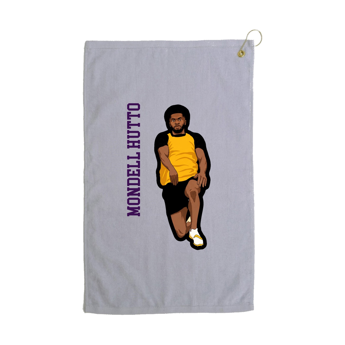 Golf Towel — Name Vertical in Grey