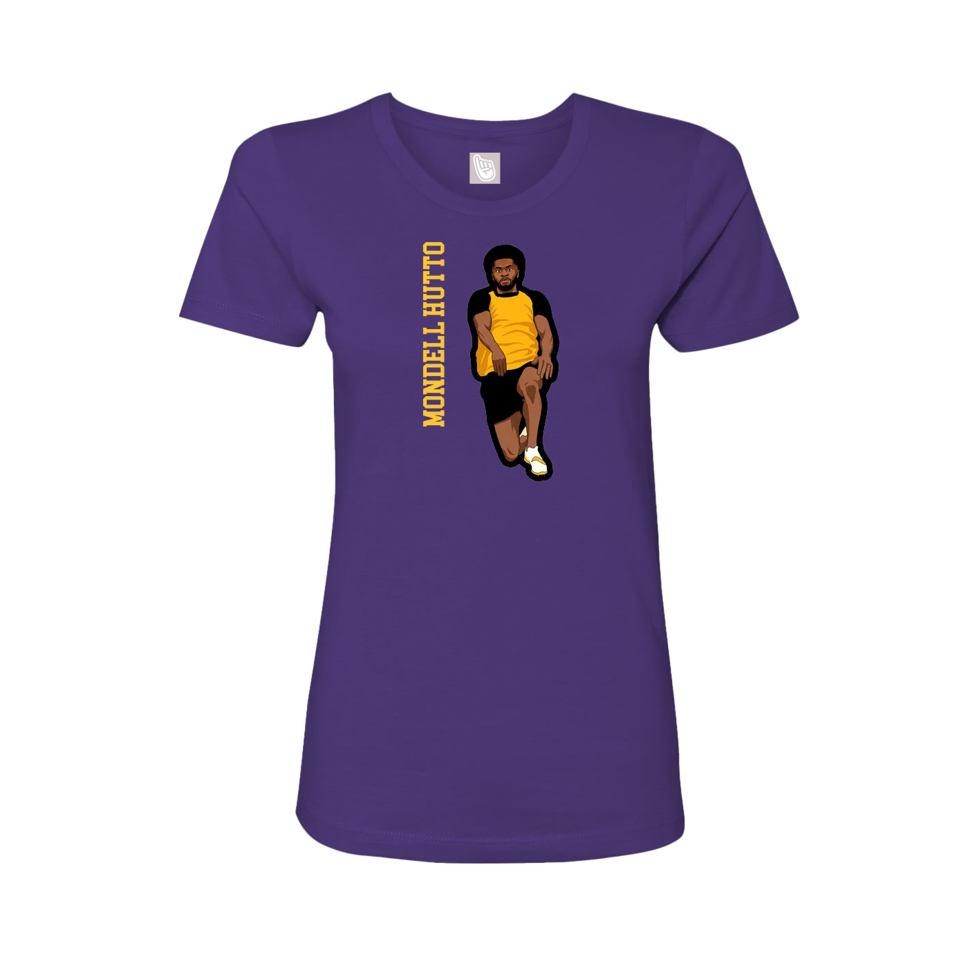Fitted Women's Tee — Name Vertical in Purple