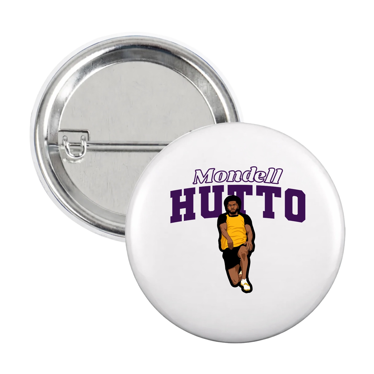 Game Day Button — Name Arch in White