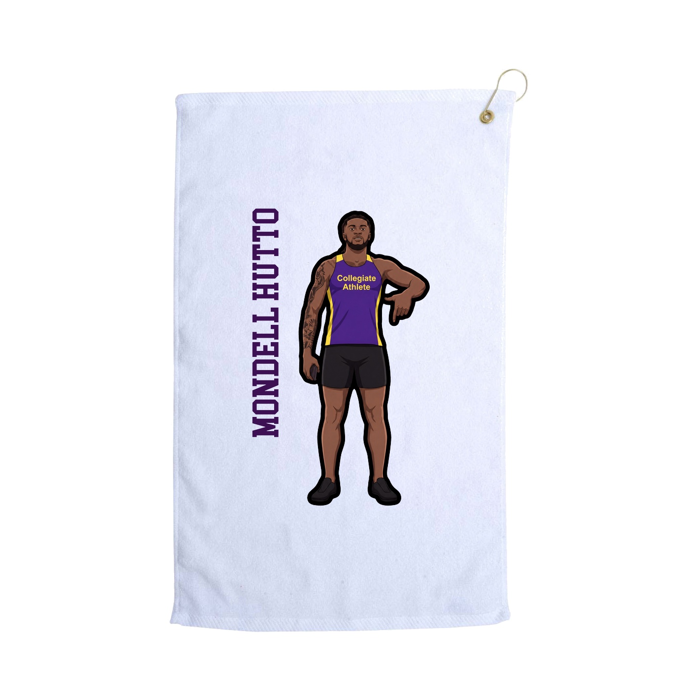 Golf Towel — Name Vertical in White