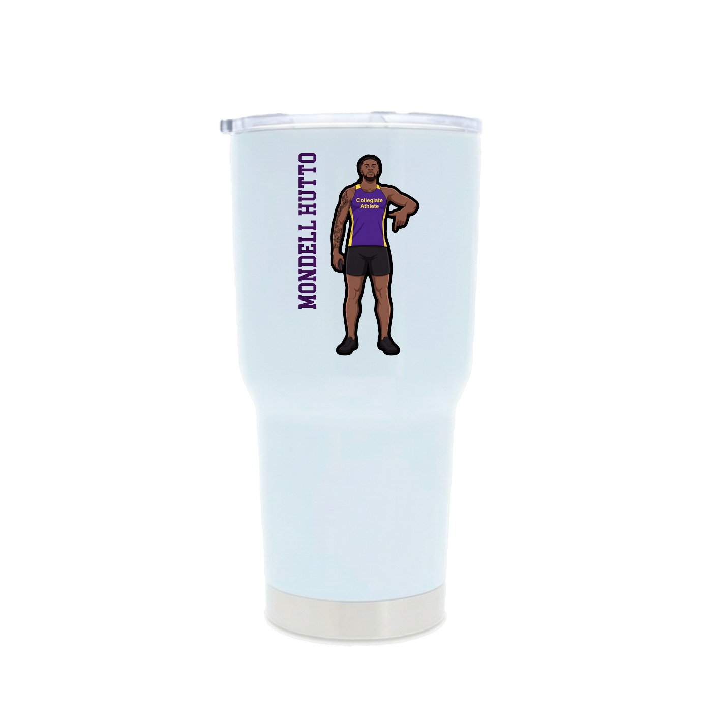 30oz Stainless Steel Tumbler — Name Vertical in White