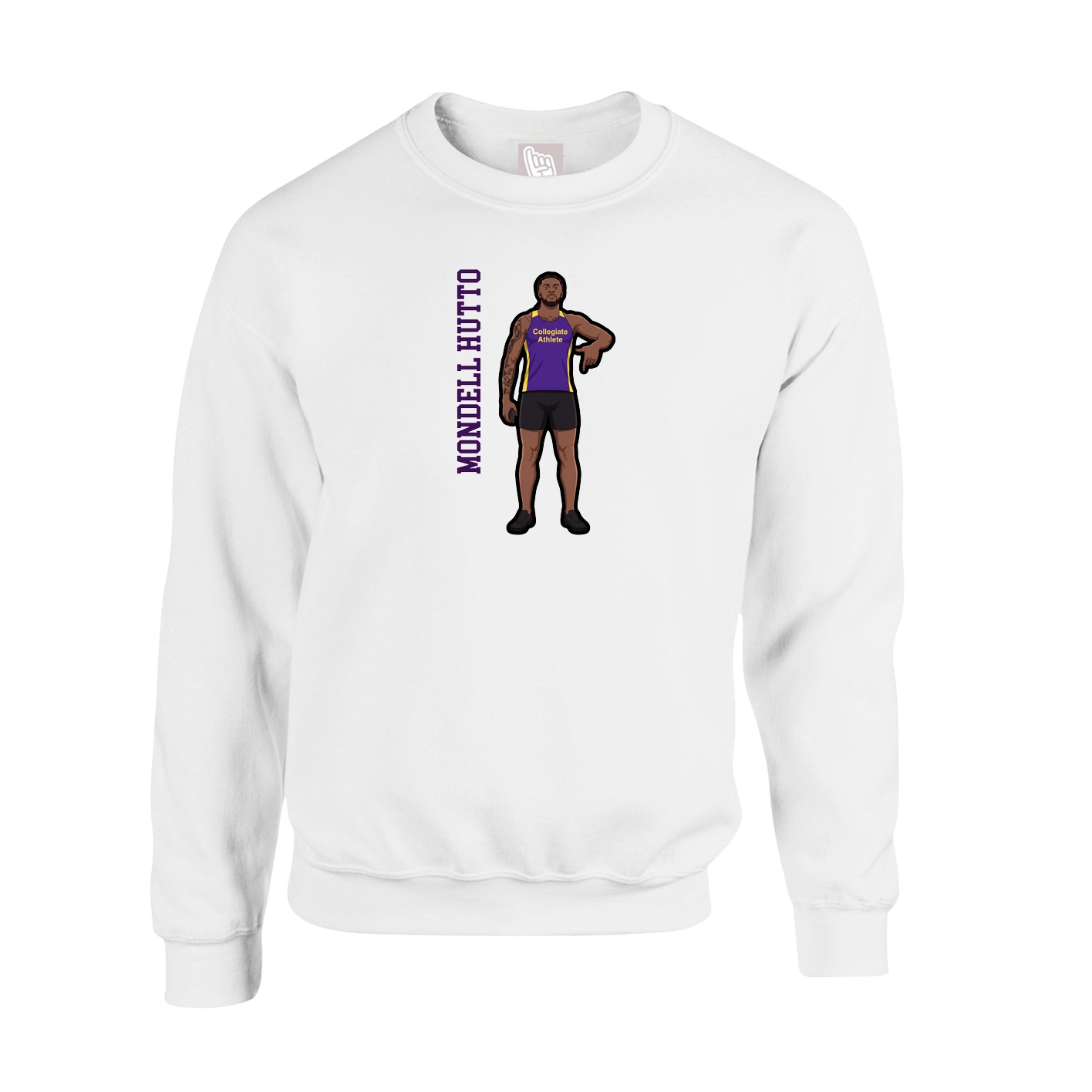 Fleece Crew — Name Vertical in White