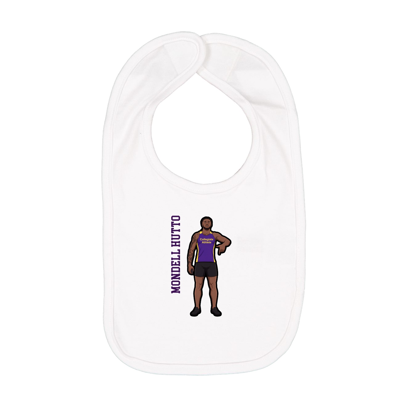 Infant Bib — Name Vertical in White