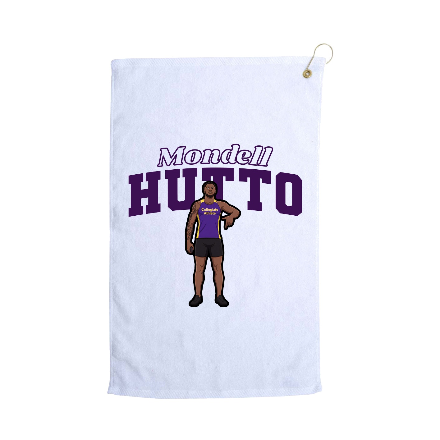 Golf Towel — Name Arch in White